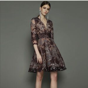 Bronx and Banco Fiora Purple Floral Sequin Mini Cocktail Dress Womens 6